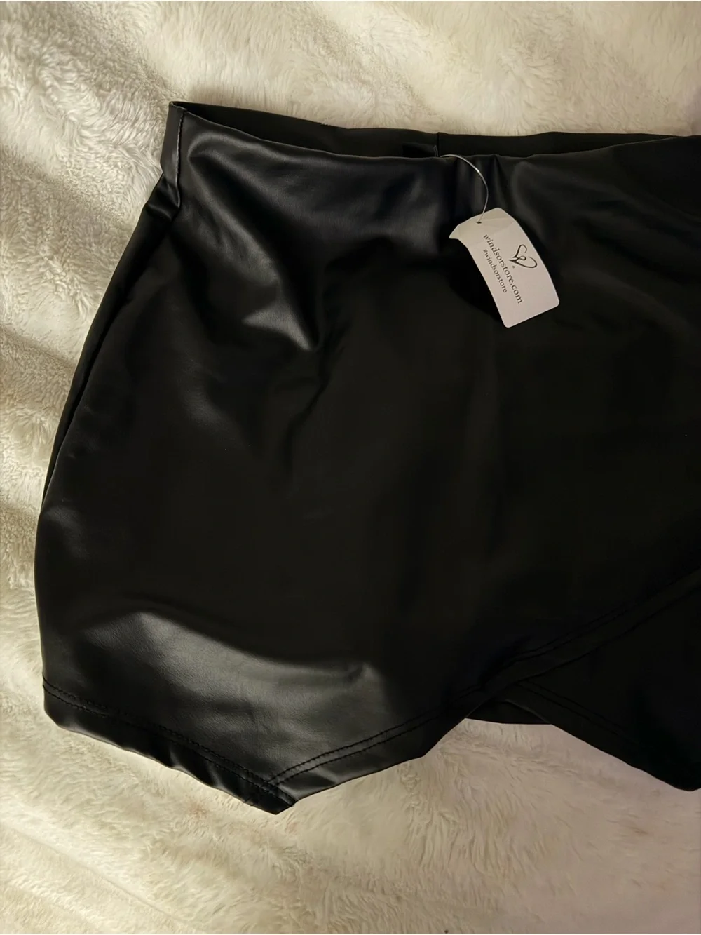 Windsor Black Faux Leather Skort